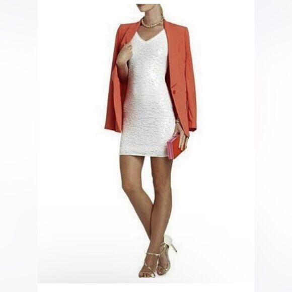 BCBG White Sequin Dress Size Medium - Picture 2 of 6